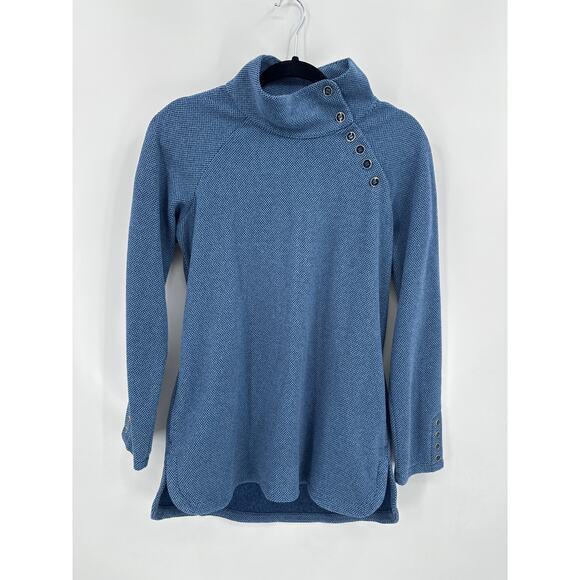 J McLaughlin Marisa Fleece Top Button Detailed High Neck Blue Size Medium - Picture 5 of 10